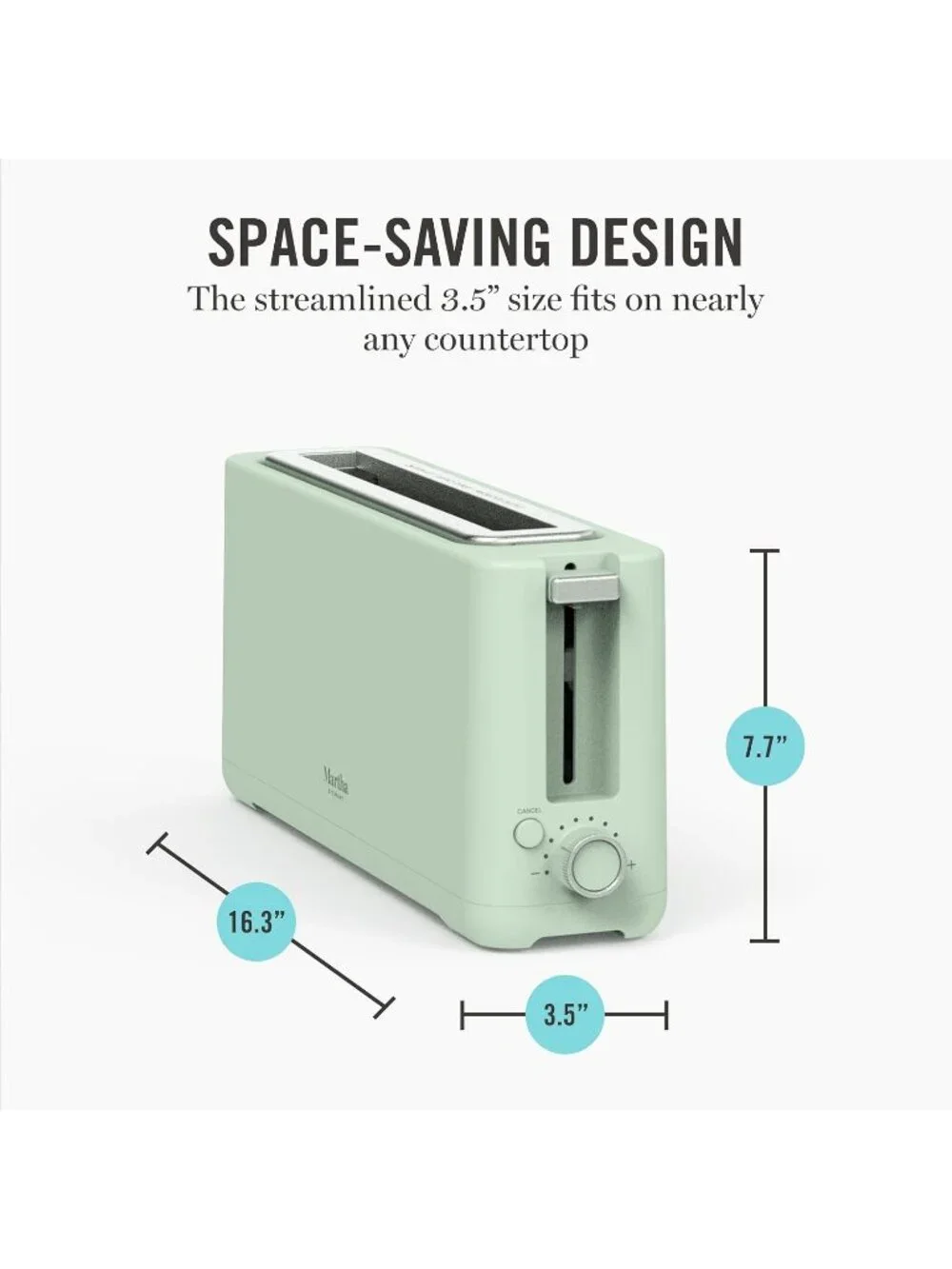 2 Slice Green Extra Wide Removable Crumb Tray Slot Stainless Steel Toaster